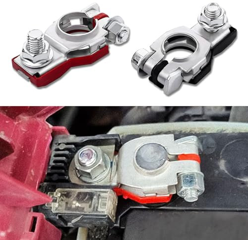 HEVLE 2PCS Battery Terminals for Nissan, 243407F000 243407F001 Battery Terminal Connector, Top Post Batteries Connectors with Plastic Bottoms, Positive and Negative Auto Battery Cable Terminal (2PCS)