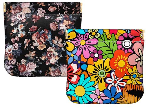 BHAHB 2PCS Porte Monnaie Femme,Petite Pièce de Monnaie pour Homme,PU Porte-Monnaie Portable,Cute Coin Pocket utile pour Les Femmes (I18-Roses Fleurs)