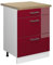 Vicco Küchenunterschrank R-Line, Bordeaux Hochglanz/Weiß, 60 cm mit Schubladen, AP Eiche