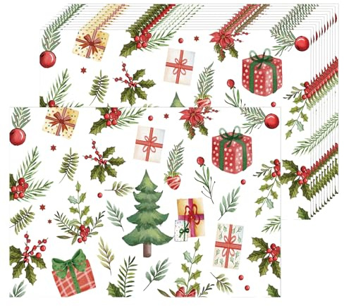 Weihnachten Papier Platzsets 50 Stück Papier Tischsets mit Kieferbäume | Einweg Platzsets 40 x 28 cm, Weihnachten Dekor für Küche, Restaurant, Bauernhaus, Urlaub, Party