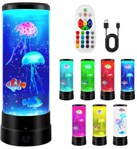 BORDEAG Quallen Lampe, Quallen Lavalampe, Lavalampen, Lavalampe Qualle, Jellyfish Lamp, Led Quallen Lampe 17 Farben, Quallen Aquarium Lampe Für Stimmungslicht, Nachtlicht, Zuhause Deko