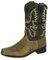Stivali al ginocchio da donna, in pelle, antiscivolo, con punta arrotondata, tacco basso, stivali da cowboy, stivali da motociclista, cachi, 39.5 EU