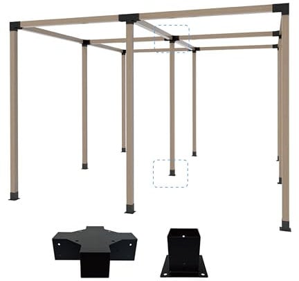 Pergola Bracket Kit 4x4, Heavy Duty Corner Bracket DIY Shed Kit, for Gazebo, Pergolas, Wood Stand Sheds, Metal Gazebo Kits, with Screws (1pc 5-Way + 1 Base)