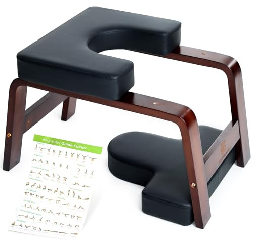 BODYWAKER Yoga Headstand Bench, Stand Yoga Chair for Balance Training, Core Strength Building, Upside Down Chair for Relaxation, Handstand Trainer Inversion Chair for Home Gym (Chocolate Black)
