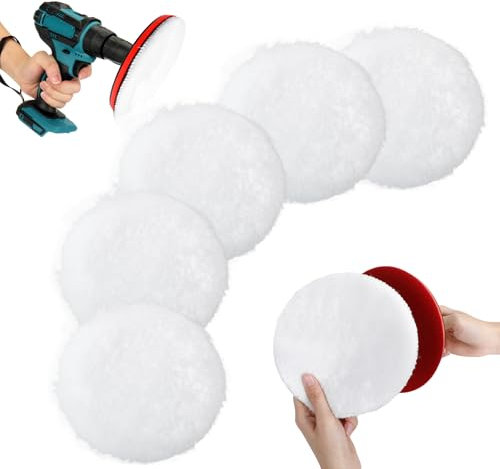 AiQInu 7 Pezzi Kit Lucidatura Auto,180 mm Tamponi Per Lucidatura,Tamponi Lucidatura Auto, Kit Lucidatura Auto Per Lucidatura E Ceratura Di Auto, Con Adattatore Per Trapano M14