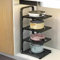 devesanter Pots and Pans Organiser 4 Tier Snap-on and Adjustable Saucepan Storage Rack Organizer Rack for Cupboard Cabinet Holds Heavy Duty Pots Cast-Iron Pans, Griddles and Skillets