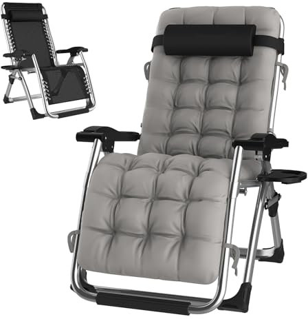 haiorjun Sonnenliege Liegestuhl Klappbar 200kg Belastbar Klappbare Gartenliege mit Kissen, Kopfkissen und Abdeckung, Extra Breite 72 cm Relaxliege für Patio, Garten, Terrasse, Strand, Pool, Balkon