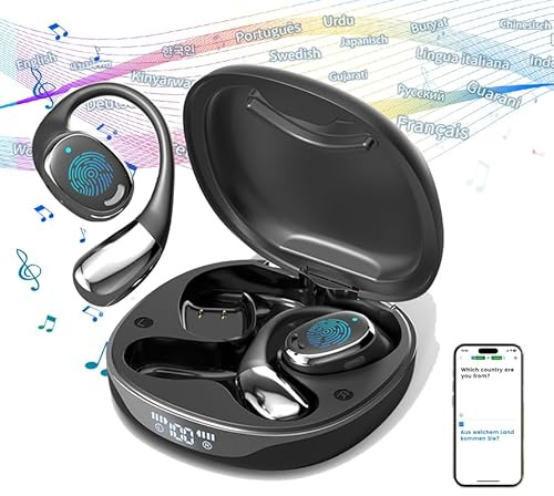 Translation Earbuds Real Time, Ai Translator Earbuds, Earpiece Earbud Translator, Language Translating Earbuds Translation Wireless Bluetooth Earphones Translation Headphones With Program (M70 Black)