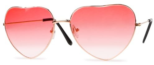 MEJOSER Herzbrille Rosa Herz Brille Lillet Hippie Partybrille JGA 60er 70er 80er Jahre Accessoires Pink Damen Herren für Fasching Karneval Sommer Hawaii Geburtstag 70s 80s Geschenk (Rosa)