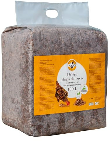 horizont Kokoseinstreu 100 L grob | biologisch abbaubar und kompostierbar, Kokoschips, für Geflügel, Kleintiere, Kleintiereinstreu, Terrarium Bodengrund