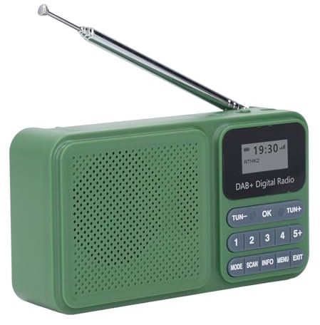 Solar Powered DAB Radio, Wiederaufladbare 1200 -mAh -Batterie -Batterie -Digitalradio mit 3W Stereo -Lautsprecher USB -Musikwiedergabe, Tragbares Wetter Radio 30 Voreingestellte