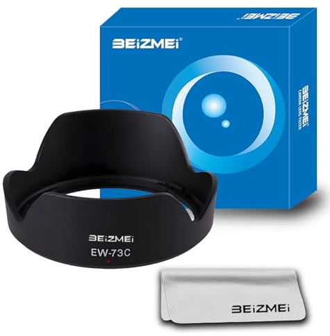 Parasole EW-73C per obiettivo fotografico, compatibile con l'obiettivo EF-S 10-18 mm F4.5-5.6 + panno per la pulizia delle lenti (EW-73C).