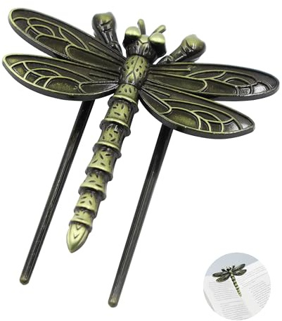 Pince à livre vintage en bronze antique pour maintenir le journal ouvert, marque-page en métal, cadeaux pour lecteurs, amateurs de livres, écrivains, club de lecture (libellule)