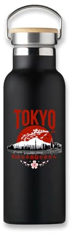 Tokyo Japan Rising Sun Kanji - Botella ecológica, taza térmica para café