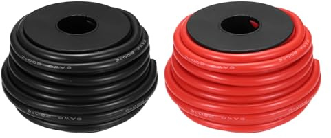 sourcing map 2pcs 8 AWG Silicone Electrical Wire Spool, 8 Gauge 9.1m/30ft Electrical Wires, 600V 200C Tinned Copper Stranded High Temp Battery Wire for Automotive, RV Inverter - Red & Black