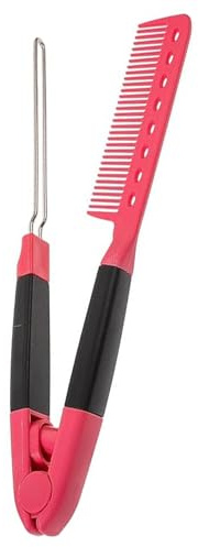 V-Shape Heat-Resistant Hair Straightening Comb, Detangling Styling Tool Red | Ideal for salon & home hairdressing, smooth tangle-free glide, lightweight design for convenient daily hair styling.
