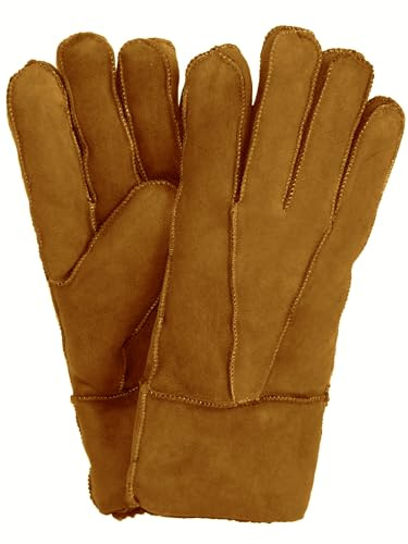 Harrys-Collection Premium Herren Lammfell-Handschuhe - 100% Echtes Gewachsenes Lammfell - Winterhandschuhe für Extreme Kälte