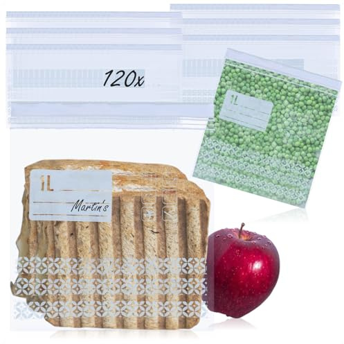 com 120x four® sacs de congélation 1 litre, refermables, résistants | pour aliments