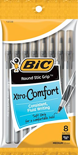 Bic Bolígrafo Stic Grip, color negro 8-Count (96 Pens)