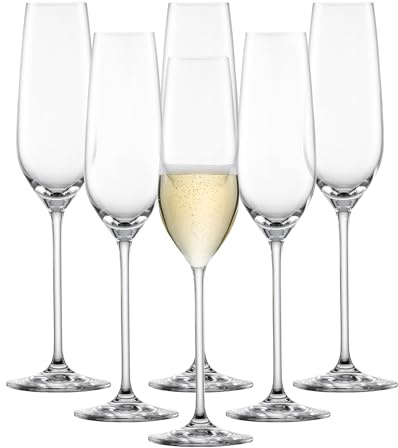 Schott Zwiesel Stemware Fortissimo Collection Tritan Crystal Champagne Flute Glass with Effervescence Points, 8.1-Ounce, Set of 6