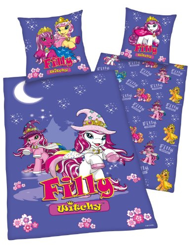 Herding 469345050412 Bettwäsche Filly Witchy, Kopfkissenbezug: 80 x 80 cm und Bettbezug: 135 x 200 cm, 100 % Baumwolle, Flanell / Biber