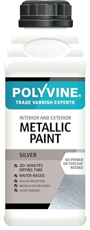 Polyvine Metallic Paint – Acrylic Metallic Heat Resistant Paint No Primer or Topcoat Needed - Water & UV Resistant Decorative Paint for Ceramics, Furniture, Ornaments, Interior Walls, Metalwork & More