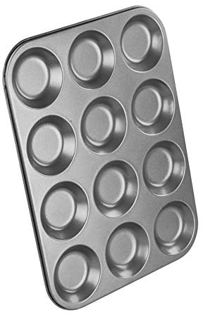 Chef Aid 12 Cup Shallow Bun Tin, Made from Durable and Robust Carbon Steel, Non-Stick Goldflon Coating