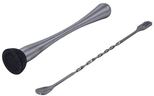 Racksoy Edelstahl Cocktail-Stößel für Limetten + Bar Löffel Rührlöffel 25.5cm