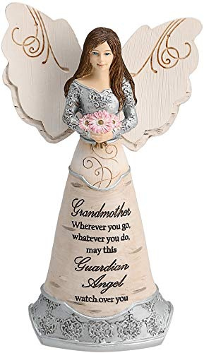Pavilion Gift Company Elements - Grandmother Guardian Angel Figurine 6 Inch, Solid, Pink