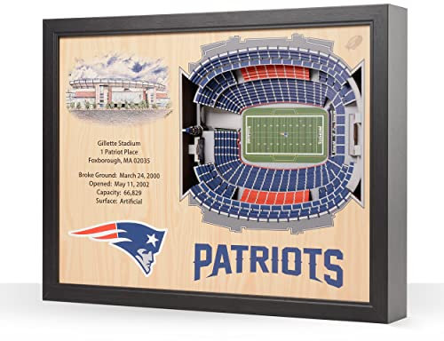 YouTheFan NFL New England Patriots 25-Layer Stadiumviews 3D Wall Art, 19.50 x 25.50