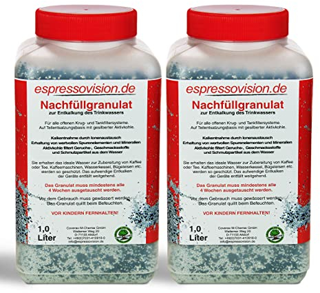 2 Liter Nachfüllgranulat - Wasserfilter Granulat für nachfüllbare Kartuschen I Füllgranulat/Filtergranulat für Krug- & Tankfilter vieler Marken - entkalkt Wasserenthärter für Filterkartuschen