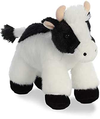 Aurora, 12766, Mini Flopsie Cow, 8In, Soft Toy, Black and White