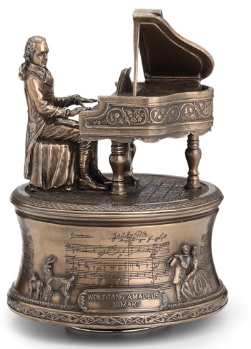 Veronese Design Bronzierte Mozart spielende Klavierspieluhr