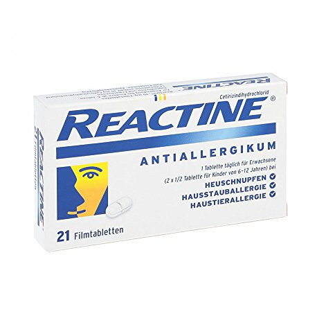 Reactine Allergietabletten mit Cetirizin (21 St.) | Schnelle Hilfe bei Allergiesymptomen an Haut, Nase und Augen | Bei Heuschnupfen, Hausstaubmilben- und Tierallergie