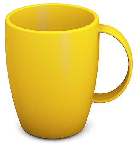 Ornamin Mug with Handle 260 ml Yellow (model 420) | sturdy coffee mug made of plastics, coffee cup, reusable mug