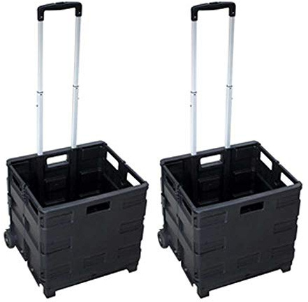 Pavo 8046126 Premium, klappbarer Transport Trolley bis 35 kg, schwarz (2er Aktionspack)
