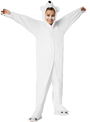 dressforfun 900322 - Kinderkostüm Eisbär, aus flauschigem Plüschstoff, Kapuze mit Nase, Augen und Ohren (140 | Nr. 301553)