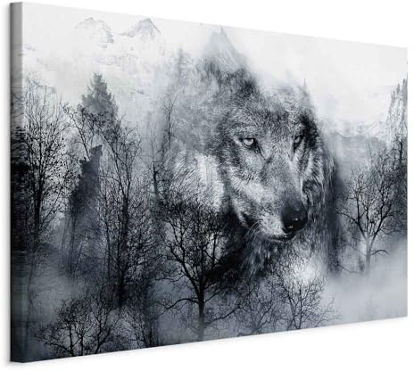 murando - Leinwandbild Berge Landschaft blau, 120x80 cm, 1-teilig, modern | Hochwertige Leinwand, sofort aufhängbar, ideal fürs Wohn- oder Schlafzimmer, wasserfest und lichtecht, langlebig, stilvoll