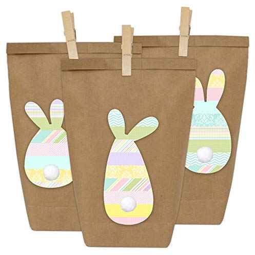 Papierdrachen 12 Osternester zum Befüllen mit Osterhasen in Pastellfarben - Washi Tape Style - Ostergeschenke für Kinder