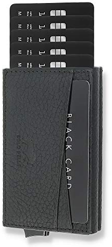 Solo Pelle Kartenetui | Kreditkartenetui | Leder Geldbörse Slim Wallet Portmonee | Geldbeutel mit RFID Schutz für bis zu 8 Karten Model: Mech (Schwarz mit Kleingeldfach)