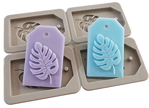 Silikonform mit 4 Mulden, Monstera-Blättern, Aromatherapie, für Seife, Kuchen, Dekoration, Schokolade, Fondant, Backutensilien