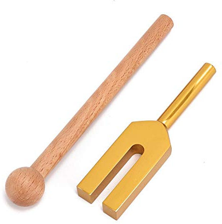 Brrnoo Tuning Fork 4096hz High Frequency Tuning Fork Meditation Tuning Energy Fork with Hammer,Tuning Fork Therapy,Gold