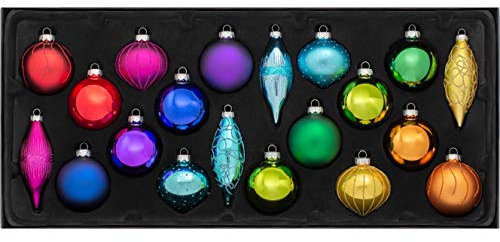 WeRChristmas Glass Christmas Tree Baubles, Multi-Colour, Set of 20