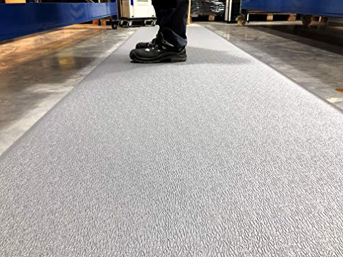 SOFT STEP | Anti-Ermüdungsmatte | PROFI Basic-Arbeitsplatzmatte | 100% Vinylschaum | Texturiert 10mm hoch (120cm x 300cm, Grau)