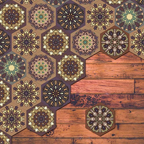 Hexágono pegatinas 7.87x9.05 pulgadas Pelar y pegar autoadhesivo Papel pintado de la etiqueta engomada de la pared del hexágono Retirable Azulejo de vinilo DIY En el baño con placa para salpicaduras d