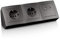 Enchufe de esquina para montaje en pared, 2 enchufes Schuko, 2 puertos USB, cable de conexión de 15 cm y abrazadera para encimera de cocina, oficina, taller, 250 V ~/16 A, negro/antracita, gris,