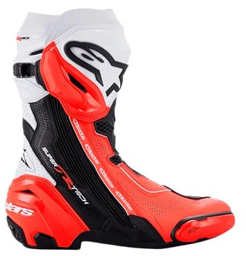 Alpinestars - Stivali moto Supertech R Vented Black Red Fluo White Gray - 44