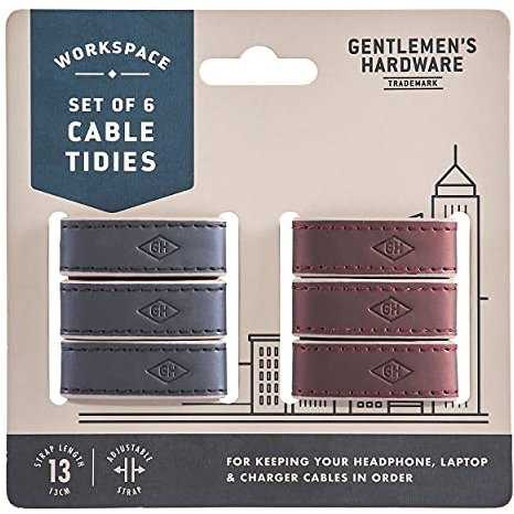 Gentleman's Hardware Kabelkanal aus Kunstleder, 6 Stück, Schwarz/Braun