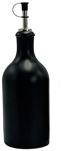 mikken Bouteille d'huile en faïence Noire avec Bec verseur 500 ML