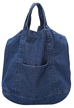 Lurrose Denim Stoff Griff Tasche Große Kapazität Chic Griff Tasche Frauen Tasche Umhängetasche Schulter Tasche für Shopping Reise